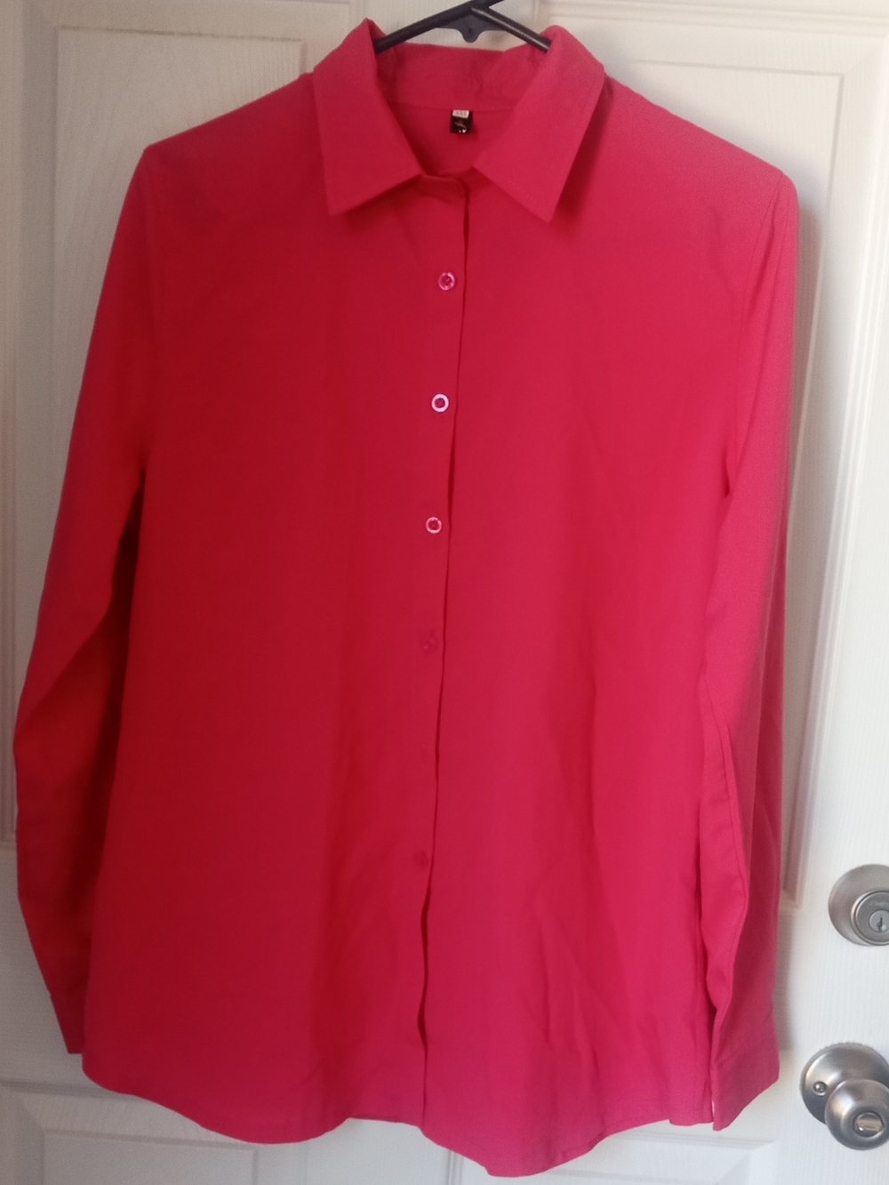 Women's Hot Pink Long-Sleeve Button-Down Shirt
